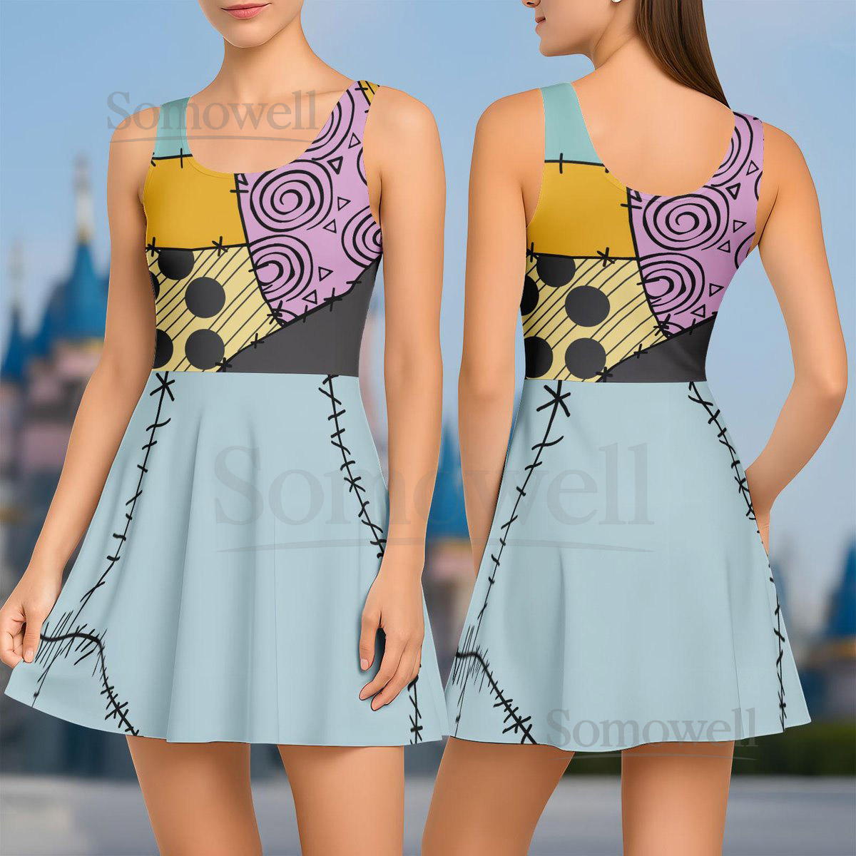 Disney Sally Skater Dress Nightmare Before Christmas Shirt Sally Cosplay Costume Movie Women Dress Halloween Shirt Gift For Her_51