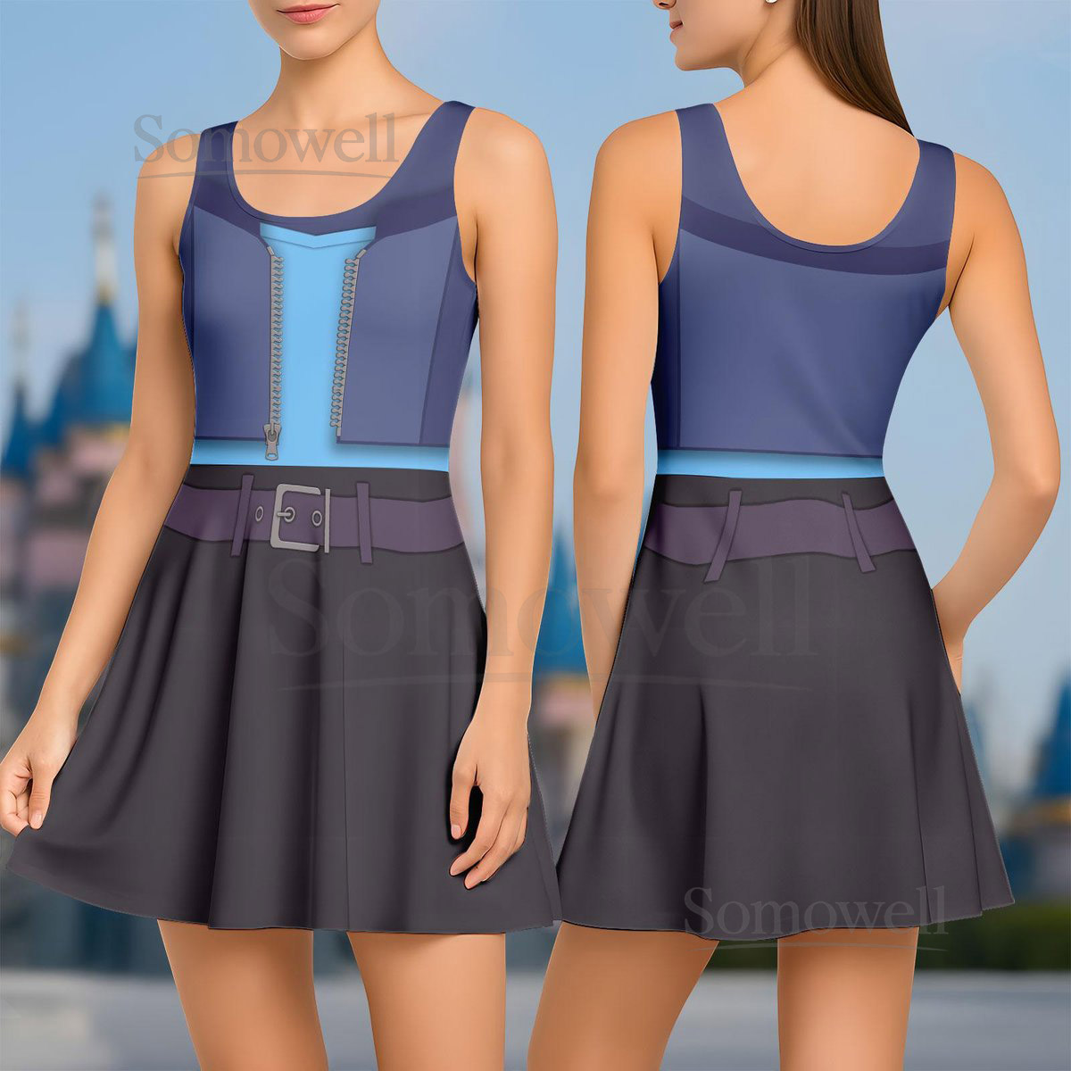 Judy Hopps Costume Skater Dress Disney Zootopia Cosplay Costume Animal Kingdom Halloween Women Dress Disneyland Shirt Disneyworld_107