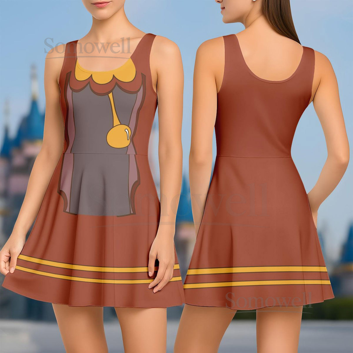 Halloween Cogsworth Skater Dress Beauty and the Beast Costume Disney Women Dress Disneyland Shirt Disney World Shirt Gift For Her_74