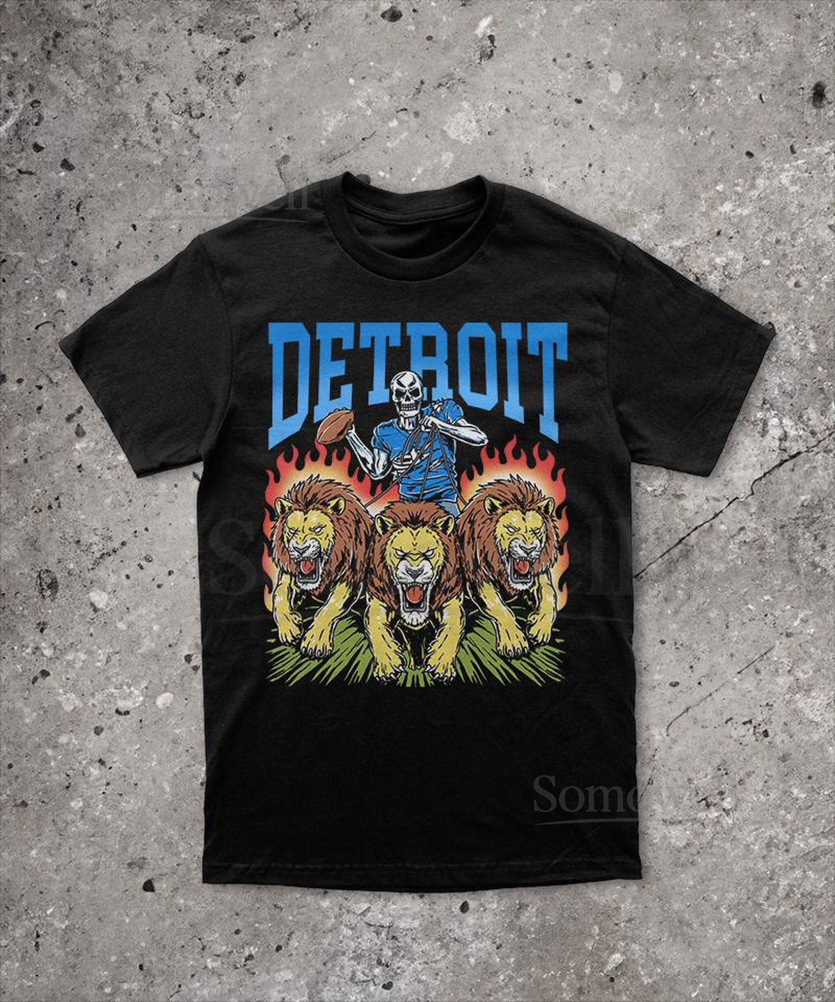 Detroit Football T-Shirt Vintage Lions Merch Skeleton Graphic Tee Gift for Football Fan Bootleg Lions Shirt_165