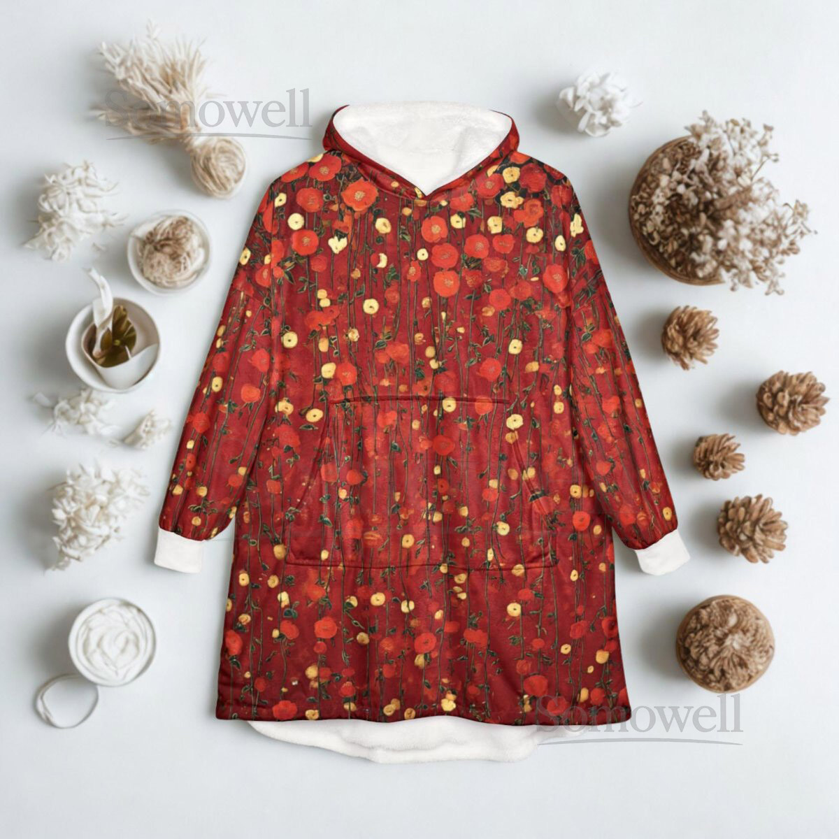 Unisex Hooded Blanket Oversized Wearable Hoodie Blanket One Size Fits All Outdoor Softball Snuggly Hoodie Cloak Klimt Inspired Design_93