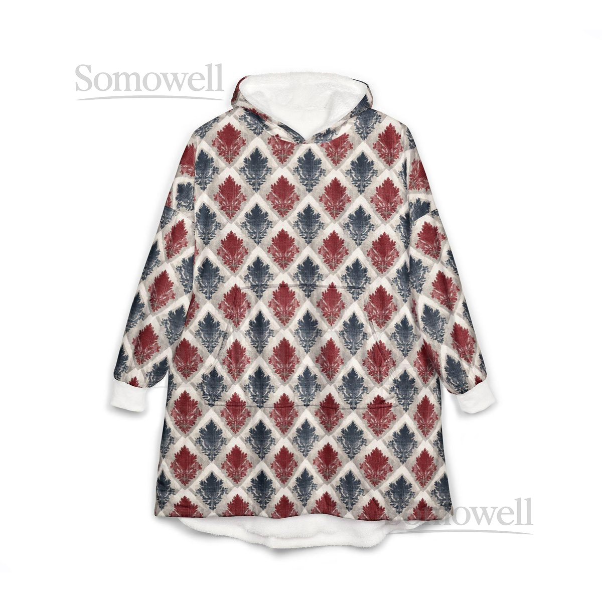 Unisex Hooded Blanket Oversized Wearable Hoodie Blanket One Size Fits All Outdoor Softball Snuggly Hoodie Cloak Colorful Damask Print_84