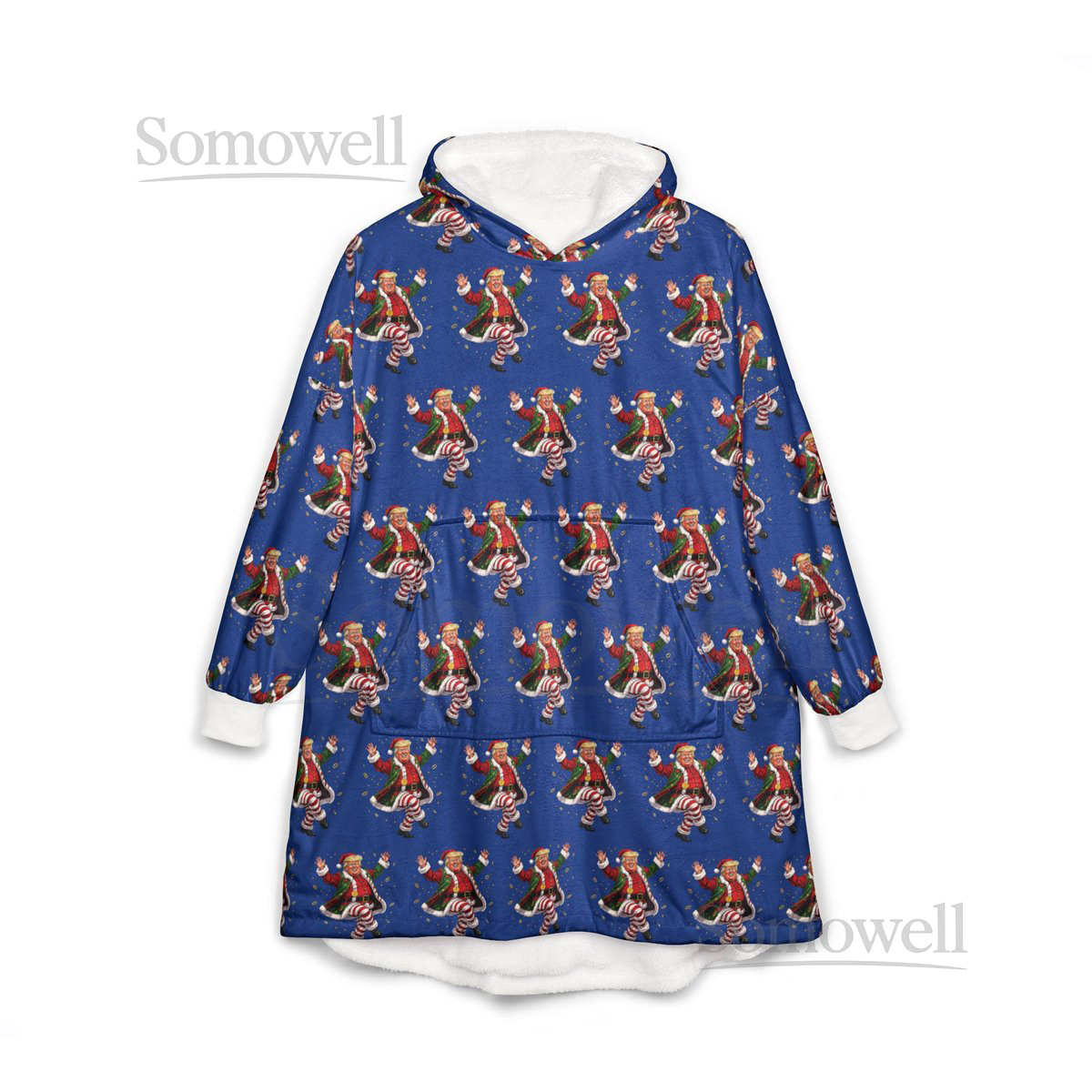 Unisex Hooded Blanket Oversized Wearable Hoodie Blanket Outdoor Softball Snuggly Hoodie Cloak Funny Blue Dancing Trump Merch One Size_100