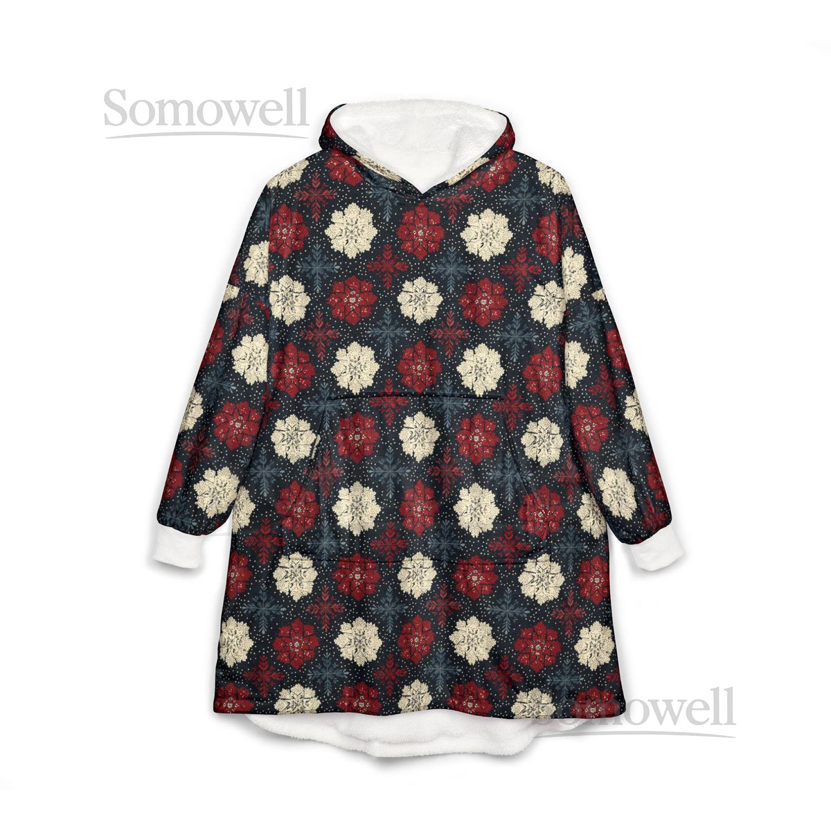 Unisex Hooded Blanket Oversized Wearable Hoodie Blanket One Size Fits All Outdoor Softball Snuggly Hoodie Cloak Scandinavian Christmas_96