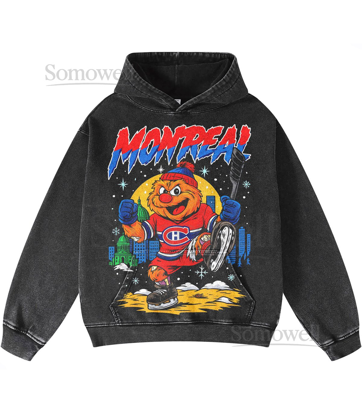 Vintage Montreal Hockey Acid Wash Hoodie Hockey T-shirt Unisex Shirt Retro Washed Apparel Sweatshirt Gift for him Gift for her_125