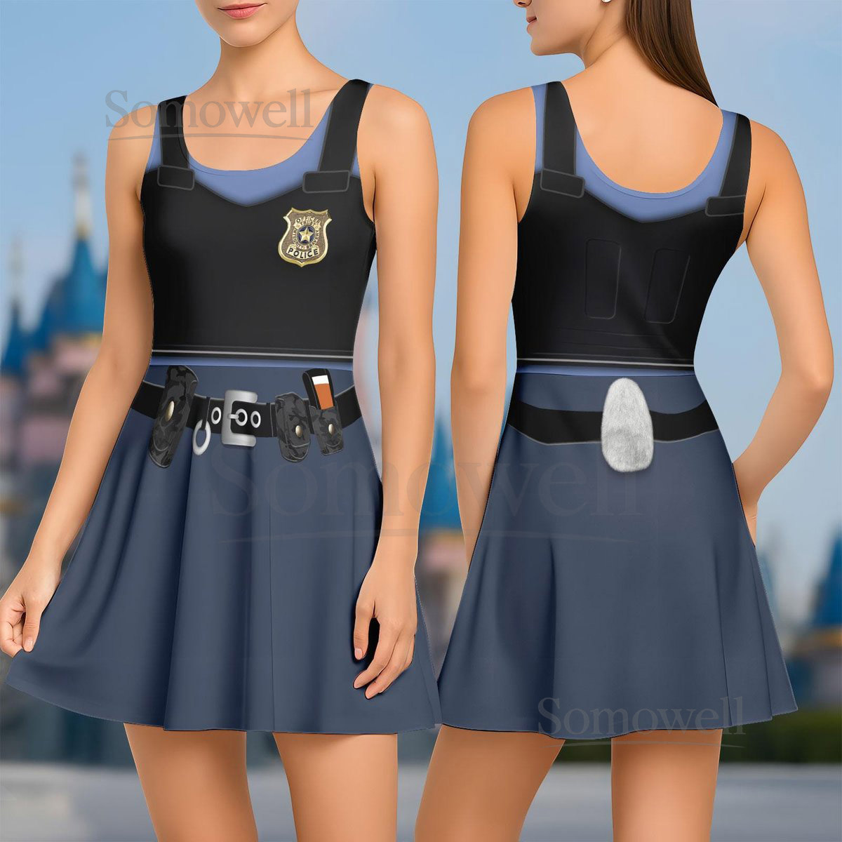 Halloween Judy Hopps Costume Skater Dress Disney Zootopia Cosplay Costume Animal Kingdom Disneyland Shirt Disney World Women Dress_82
