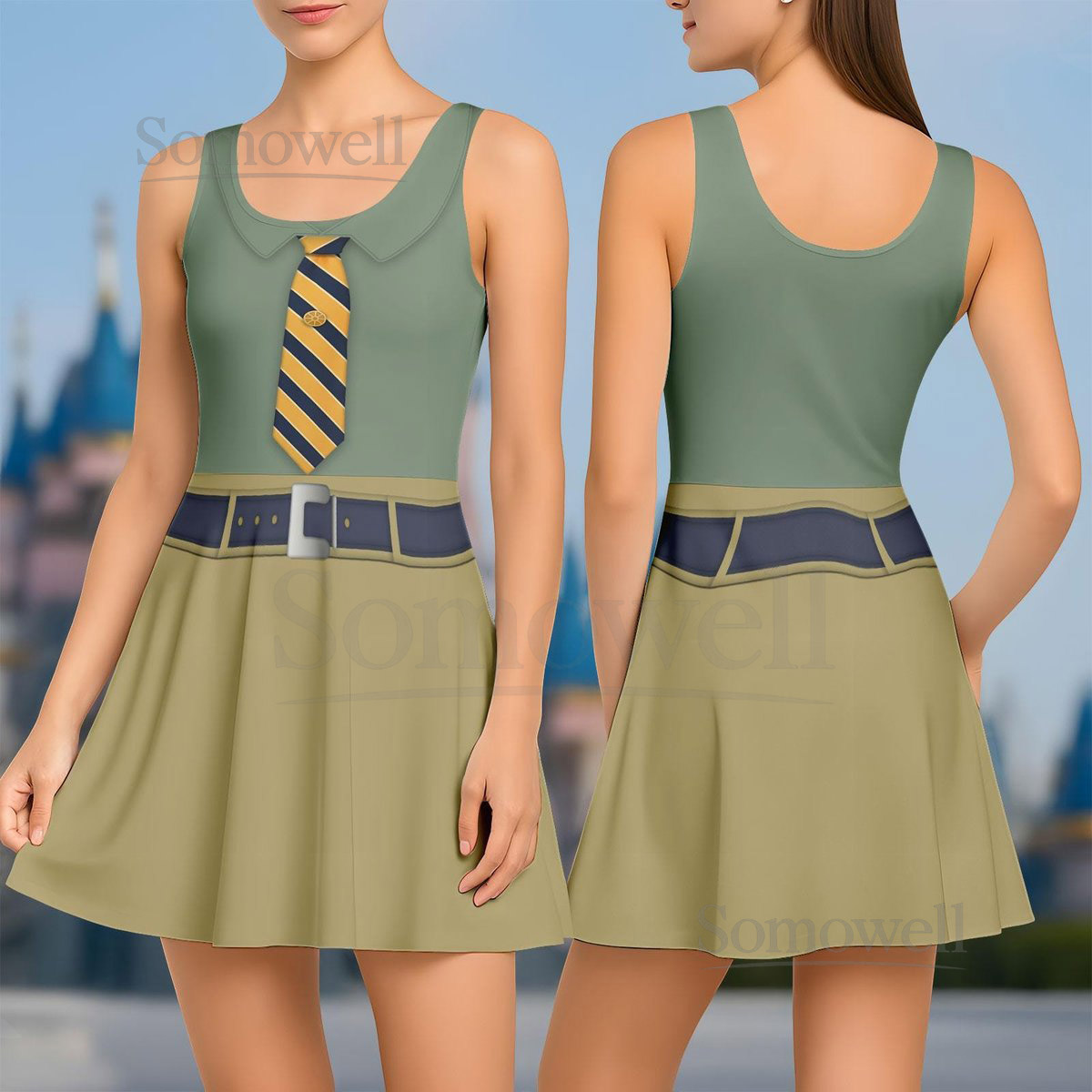 Halloween Flash the Sloth Skater Dress Disney Zootopia Cosplay Costume Animal Kingdom Disneyland Women Dress Disney World Shirt_77