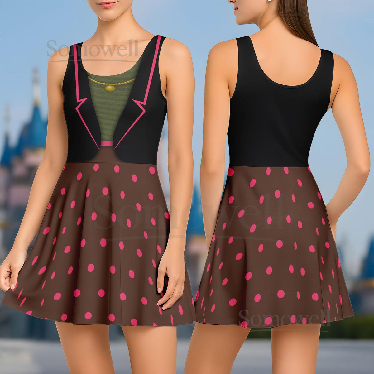 Dawn Bellwether Skater Dress Disney Zootopia Cosplay Costume Animal Kingdom Disneyland Disneyworld Women Dress Halloween Gift_27