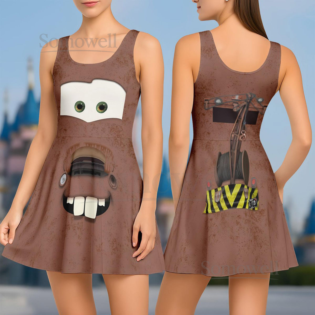 Disney Cars Mater Skater Dress Tow Truck Costume Women Dress Pixar Cars Inspired Outfit Disneyland Halloween Cosplay Gift For Her_36