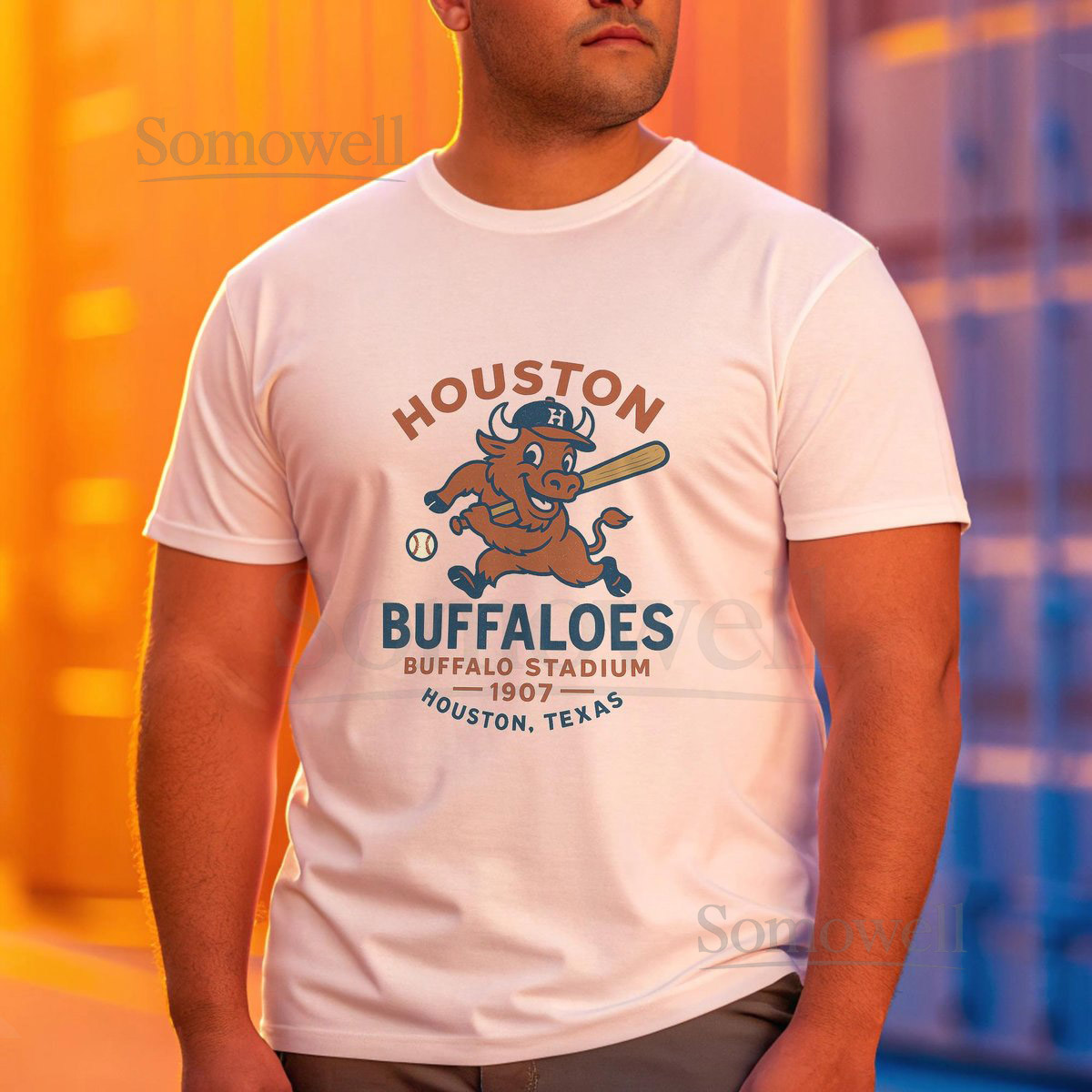 Houston Buffaloes Vintage T Shirt Defunct Minor League Baseball Shirt Buffalo Stadium Houston Texas Retro Baseball Tee Throwback _215