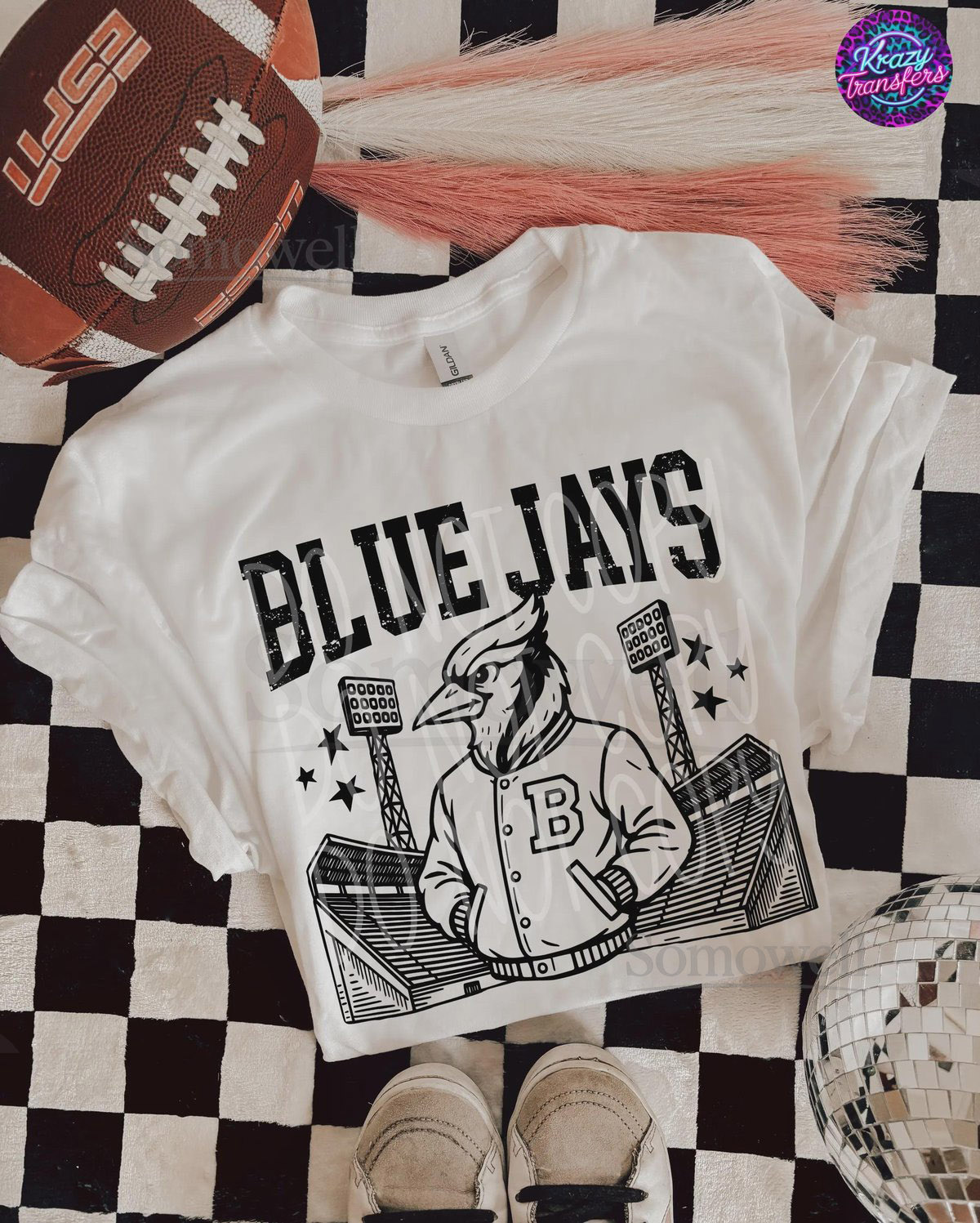 Blue Jays Football T-Shirt in Youth Size Retro School Mascot Tee Game Day Spirit Shirt for Students Fans Unisex Team Pride Apparel_136