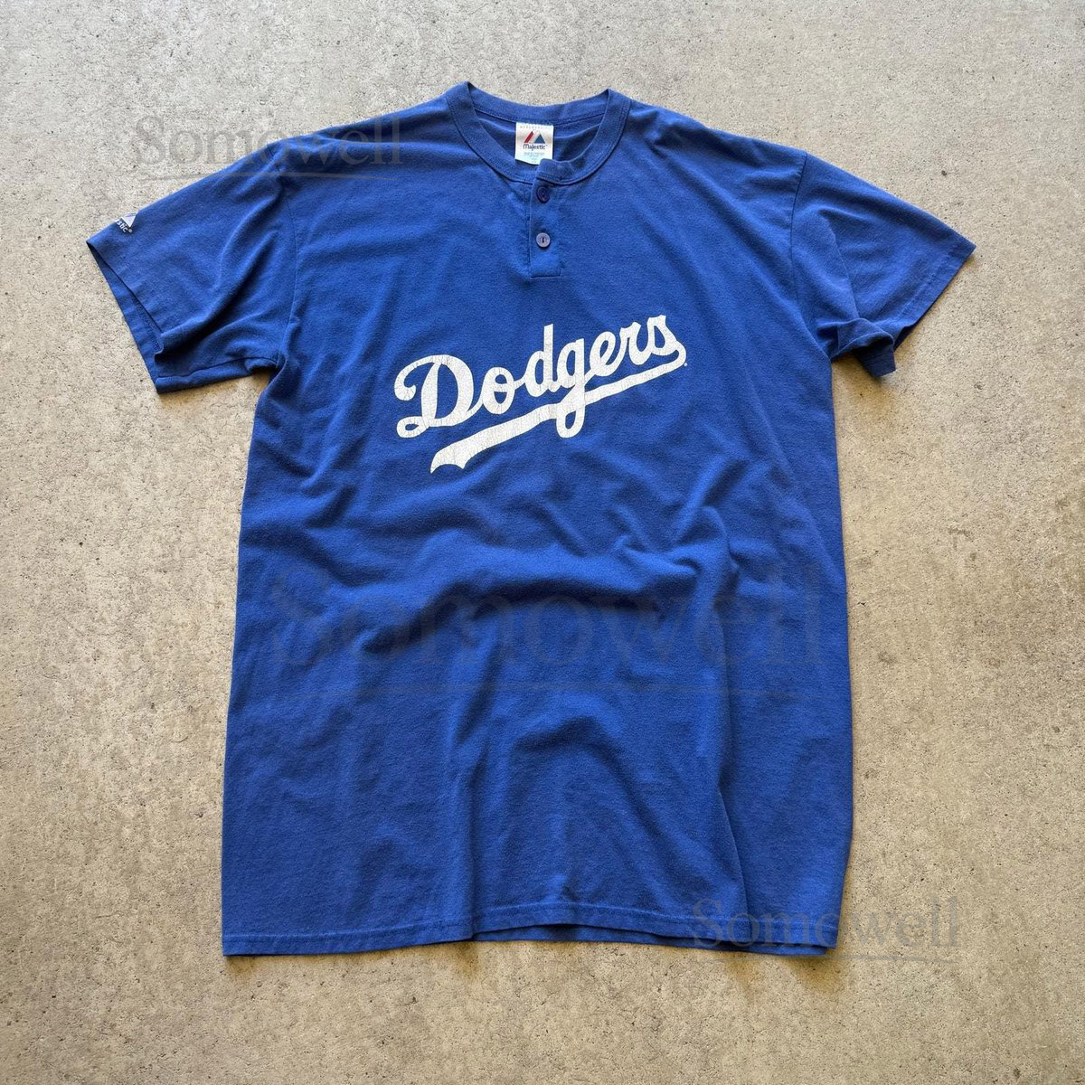 Men's Vintage Majestic LA Los Angeles Dodgers Blue Jersey Tee Shirt Sz 2XL XXL_675
