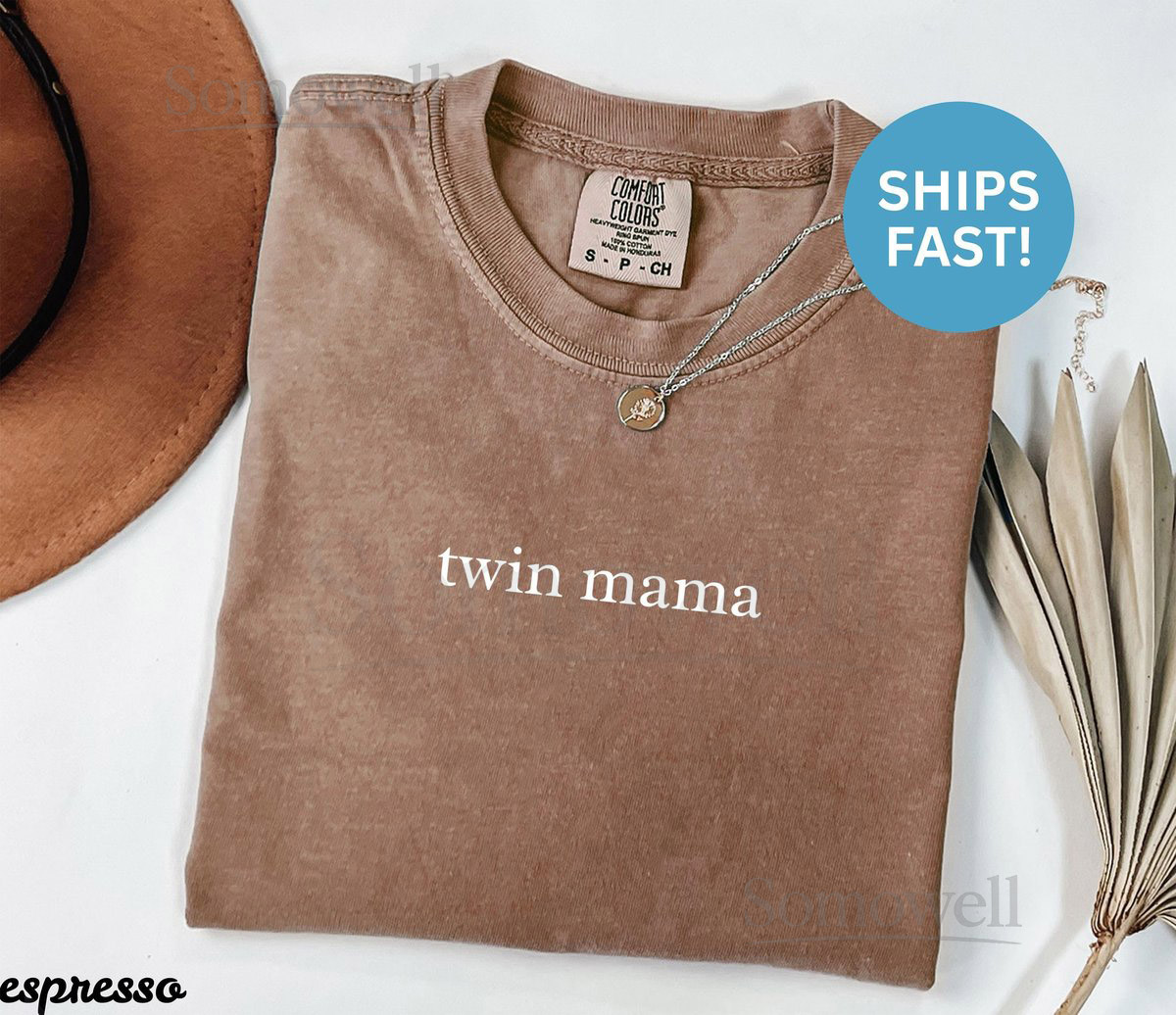 Comfort Colors Twin Mama Shirt Mom of Twins Mother Twin Shirt New Mom Gift Expecting Twins Twin Mom Gift Gift for Mom Mama Shirt_93