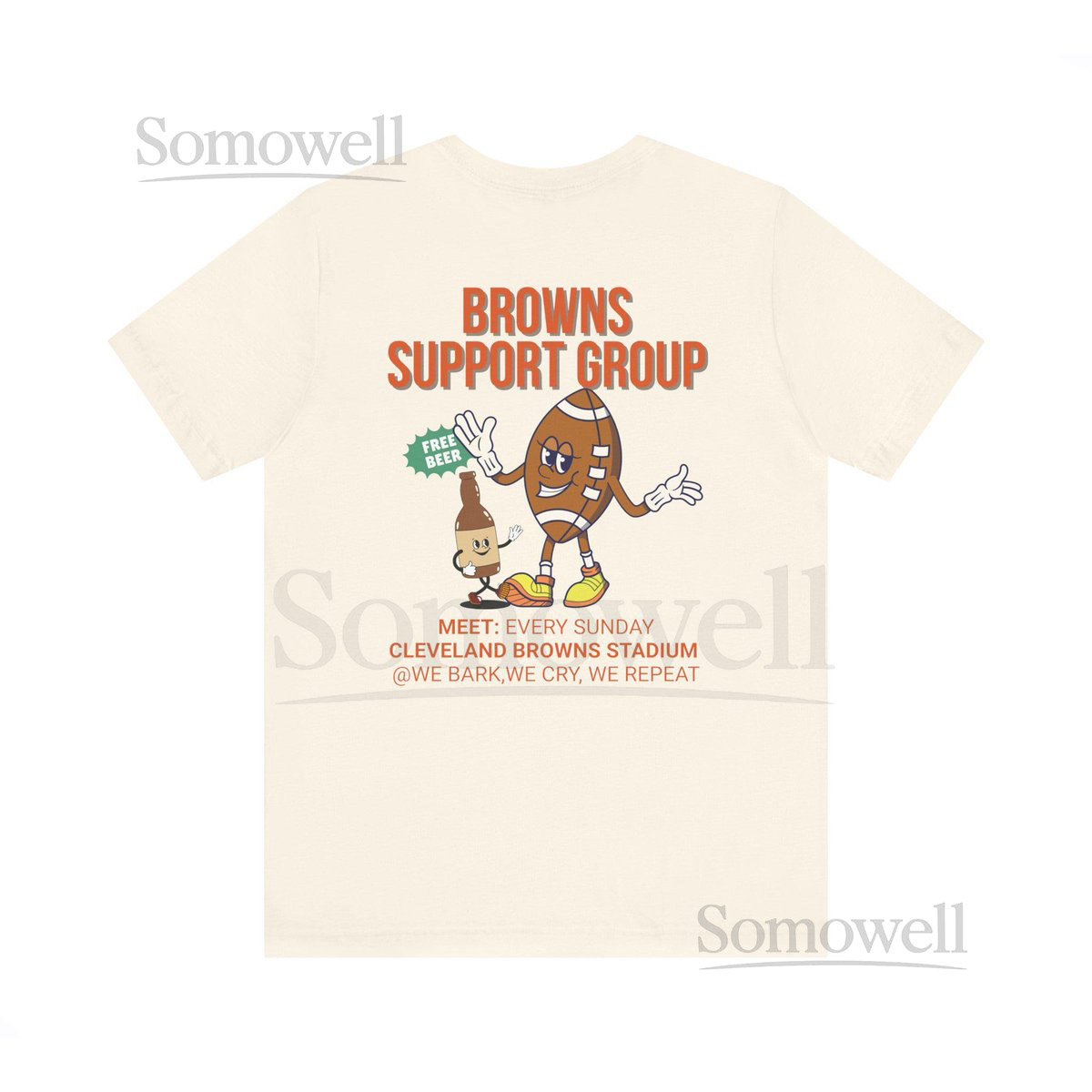 Funny Cleveland Football Shirt Browns Support Group in White Brown and Natural Colors_465