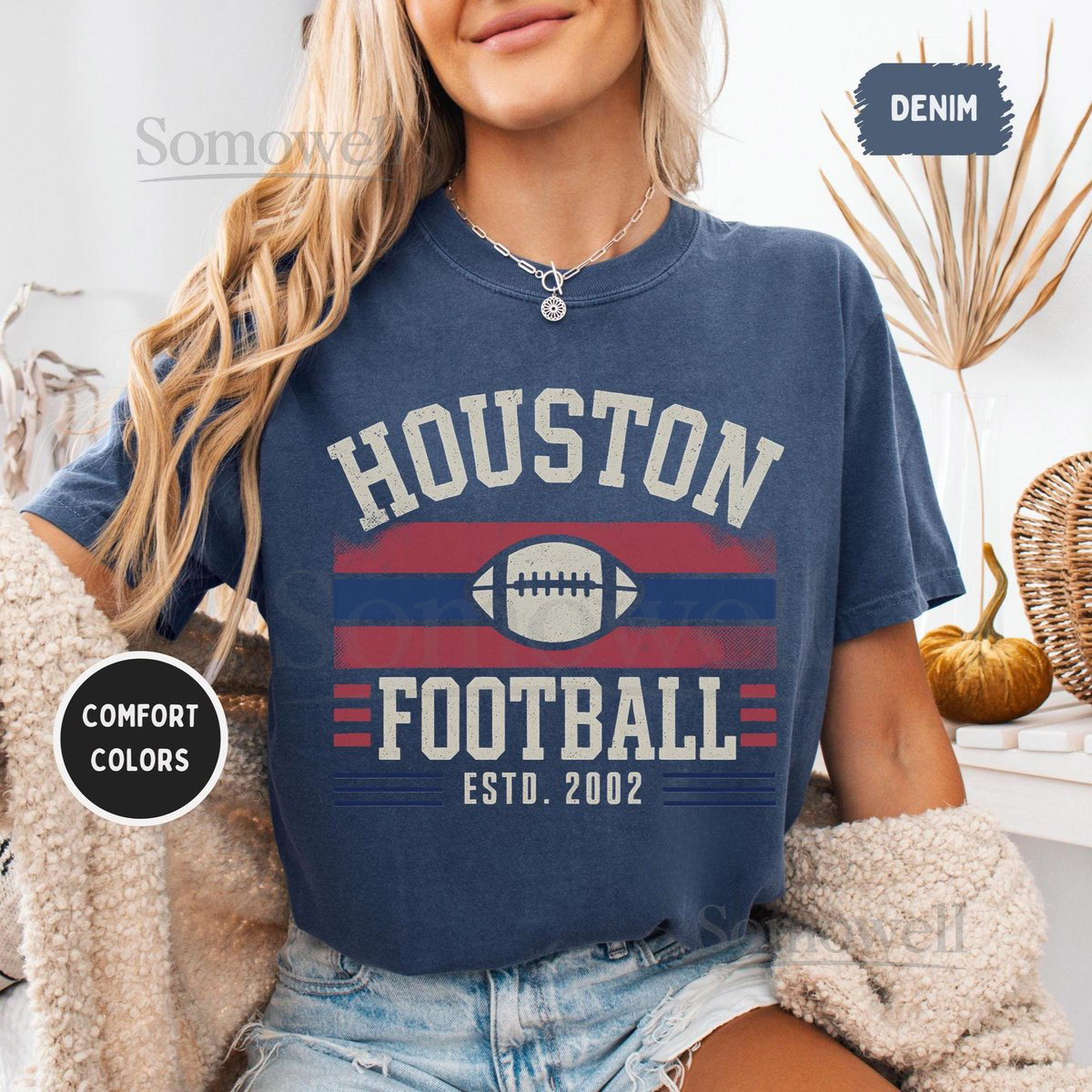 Vintage Houston Football Unisex T-shirt Houston Sports Tee Retro Houston Shirt Distressed Fan Apparel Gift for Houston Football_964
