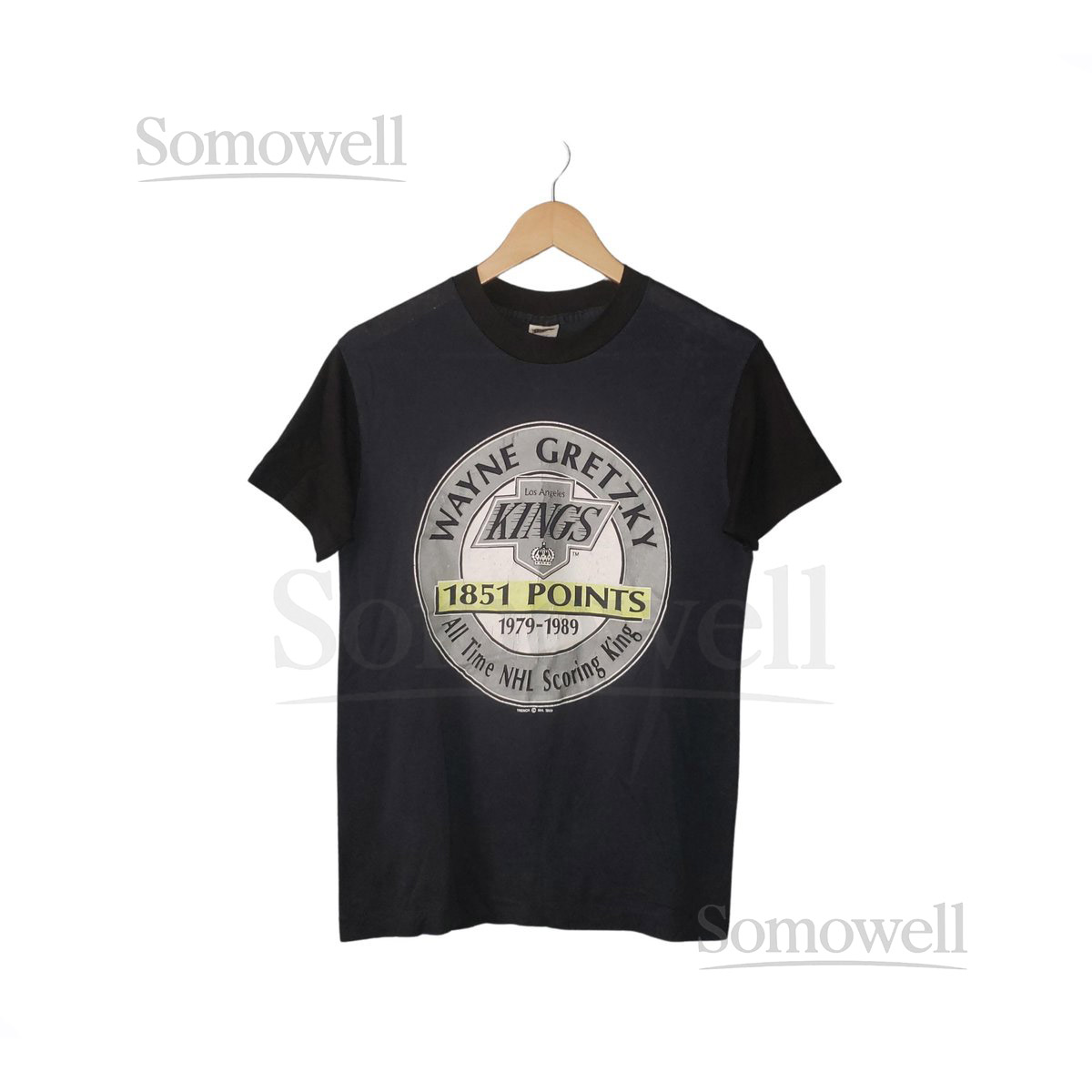 Vintage 1989 Wayne Gretzky L.A. Kings NHL Hockey T-Shirt Black Single Stitch Shirt Medium_408