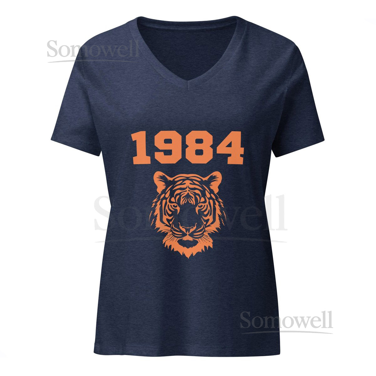 Womens 1984 Tigers V-neck T-shirt_954