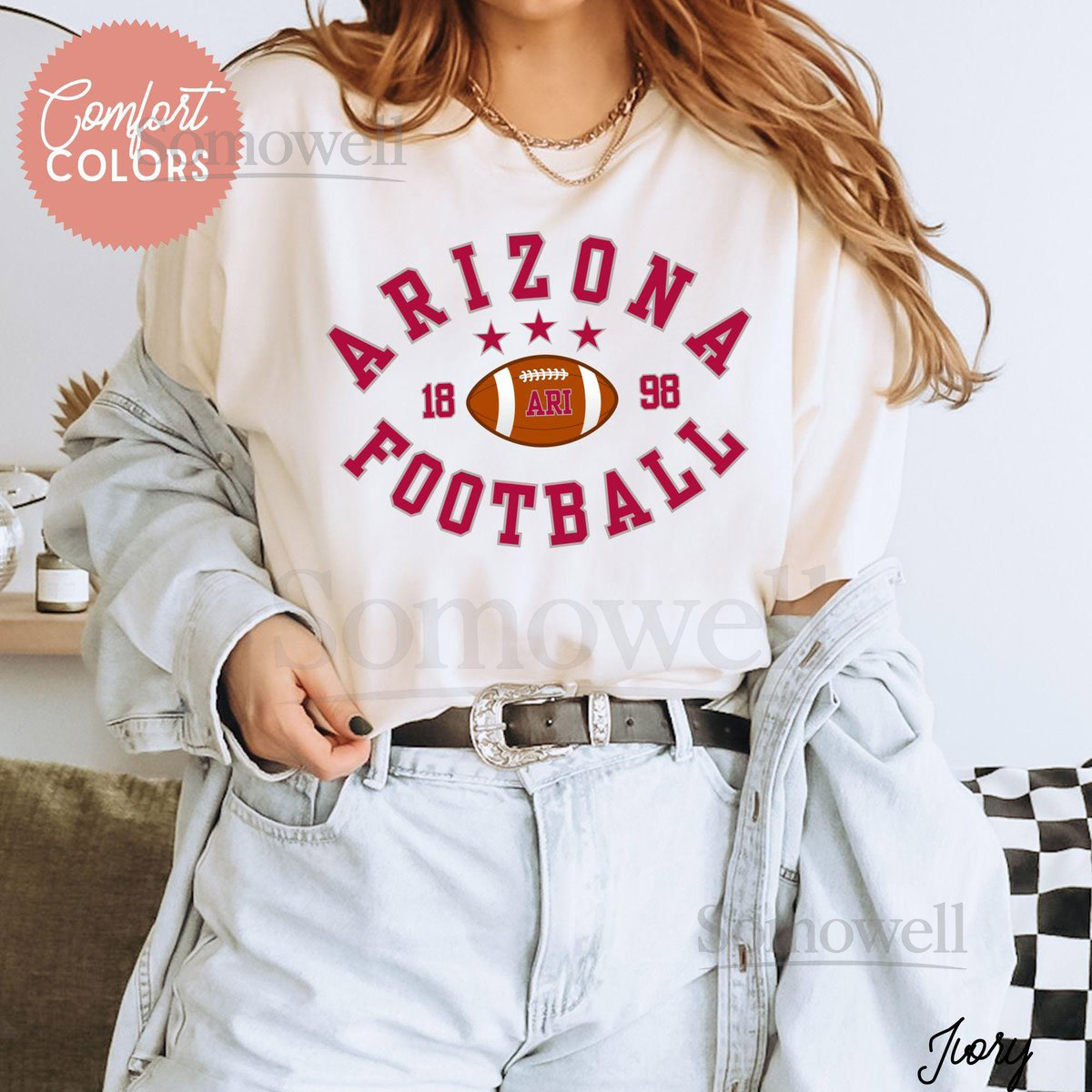 Arizona Football Varsity Shirt - Comfort Colors Tee Retro Cardinal Red Birds Gameday Outfit Old School Football Shirt for Him or Her_88