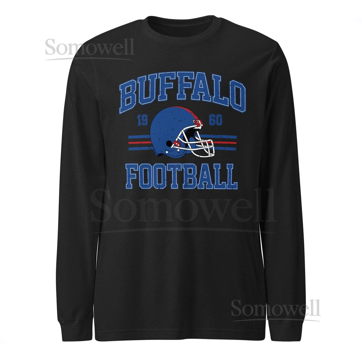 Buffalo Football Long Sleeve T-Shirt Distressed Vintage Style_276