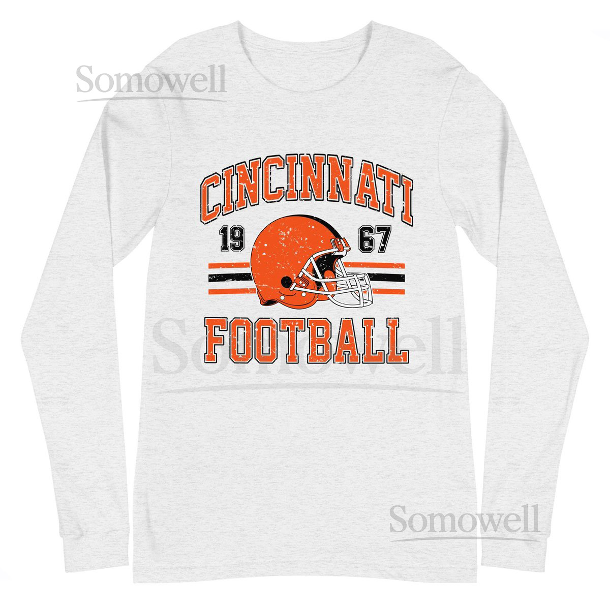 Cincinnati Football T-Shirt Distressed Vintage Style Long Sleeve Tee_550
