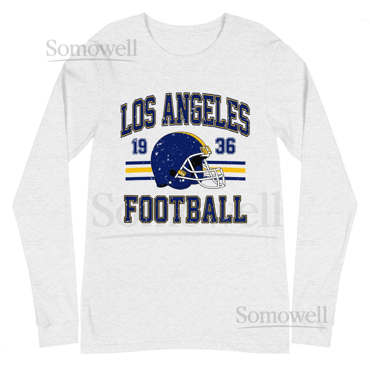 Los Angeles Football T-Shirt Distressed Vintage Style Long Sleeve Tee_561