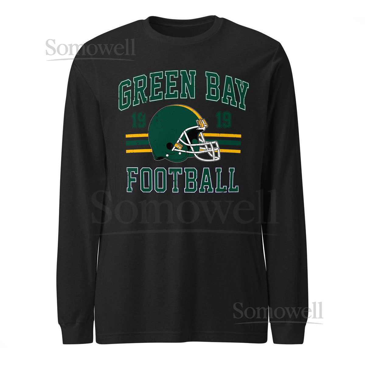 Green Bay Football T-Shirt Distressed Long Sleeve Tee Vintage Style_426
