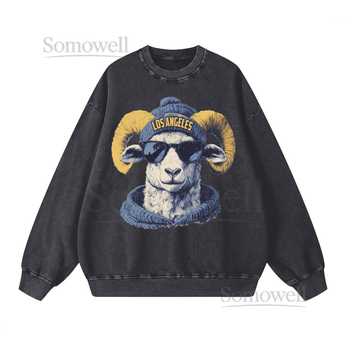 Los Angeles Spirit Animal Sweatshirt Acid Wash Vintage Crewneck Game Day Crewneck Spirit Animal Sweater Football Sweater_101