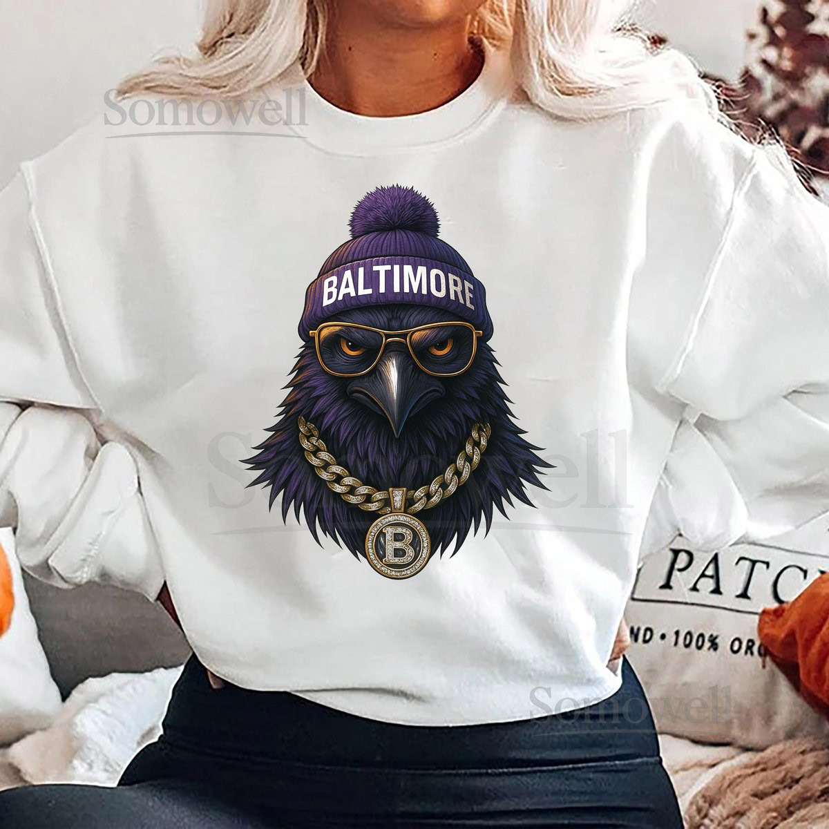 Baltimore Raven Sweatshirt Cool Bird Graphic Hoodie Vintage Streetwear Top Retro Hip Hop Raven Shirt Unisex Game Day Outfit Gift_135