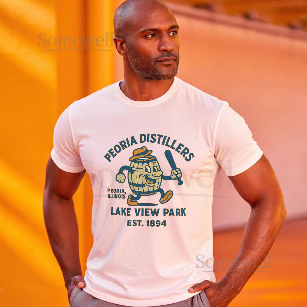 Peoria Distillers Barrel Mascot Vintage T Shirt Historic Minor League Team Alcohol Shirt Peoria Illinois Retro Baseball Tshirt Brewers Tee_501