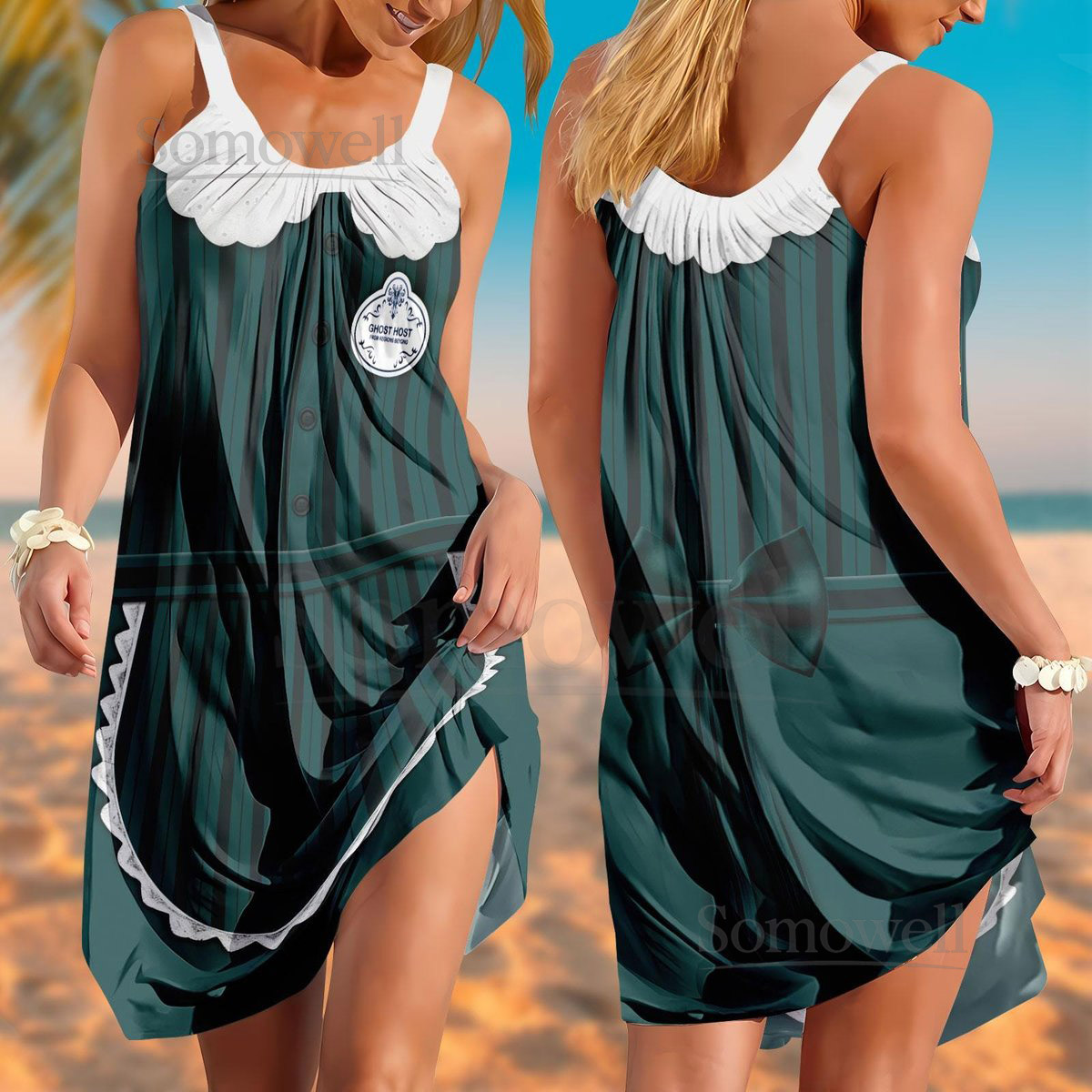 Halloween Haunted Mansion Summer Sling Dress Ghost Host Women Dress Disneybound Costume Dress Disney Running Dress RunDisney Outfit_79