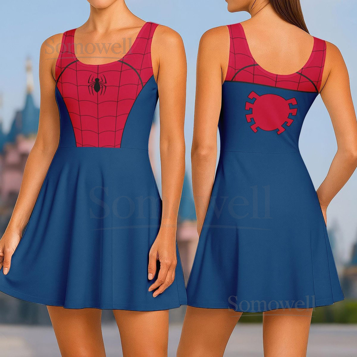 Spider Man Skater Dress Marvel Avengers Casual Dress Spiderman Women Dress Disney Dress Superhero Shirt MCU Fan Gift For Her_168