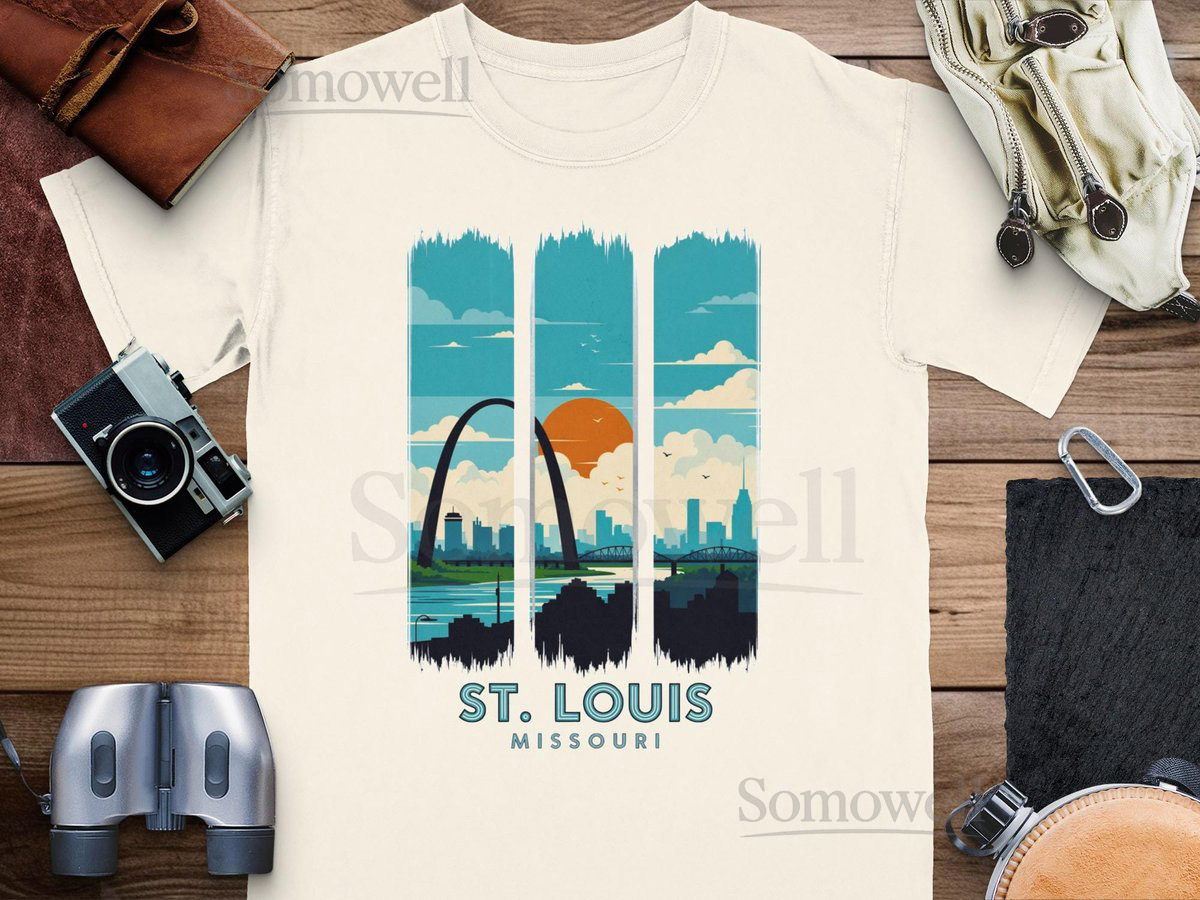 St. Louis Missouri T-Shirt City Skyline Travel Gift Missouri Comfort Color Tee Vacation Shirt Gift for Him or Her_535