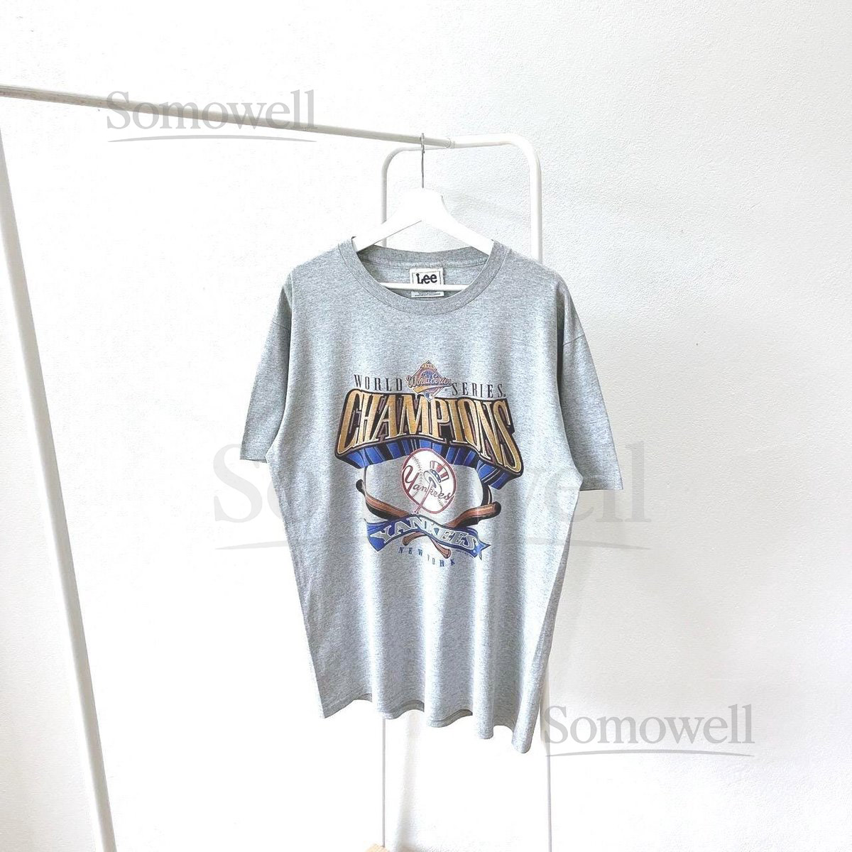 Vintage 90s New York Yankees 1995 baseball vintage Lee sport gray t-shirt L_435