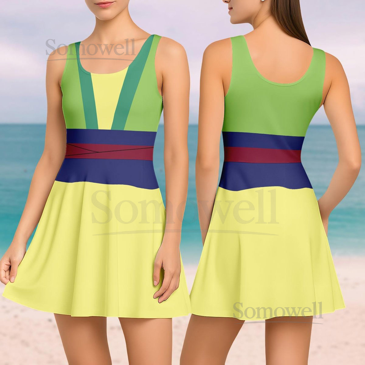 Mulan Princess Skater Dress Mushu Dragon Costume Dress Disney Princess Women Dress Halloween Disney Cosplay Outfit Gift For Her_140