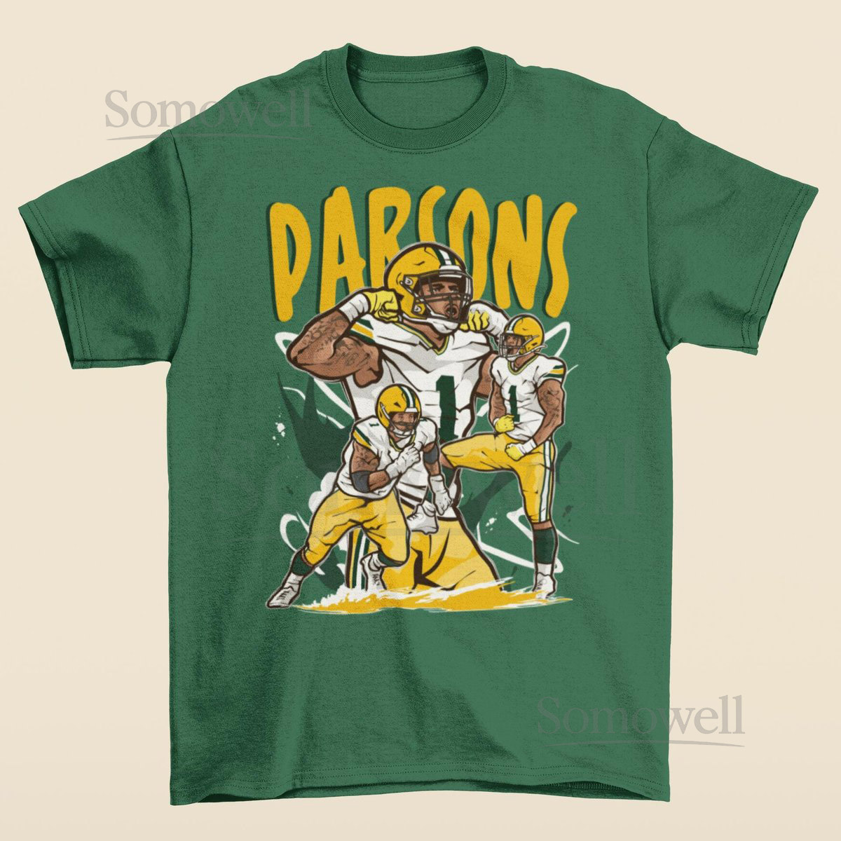 Micah Parsons Cartoon Style Green Bay T-Shirt_592