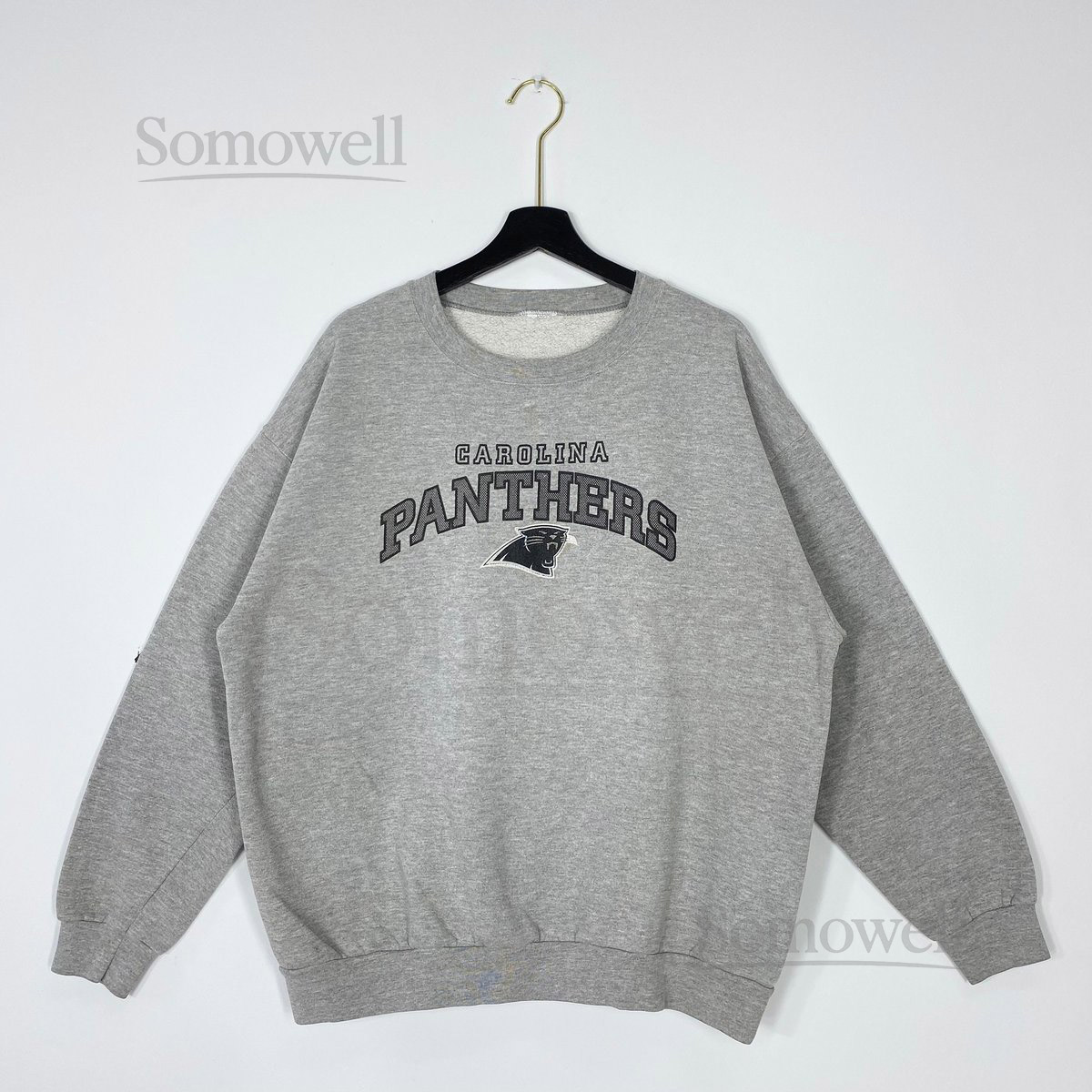 Vintage Carolina Panthers Sweatshirt Crewneck Pullover Sportswear NFL Carolina Panthers Print Logo Grey XLarge_1054