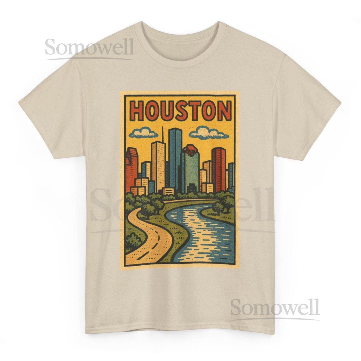 Houston T-Shirt Retro Comic Texas City Skyli_387
