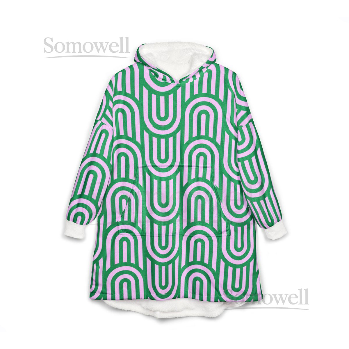 Retro Hooded Blanket Soft Polyester Fleece Loungewear_69