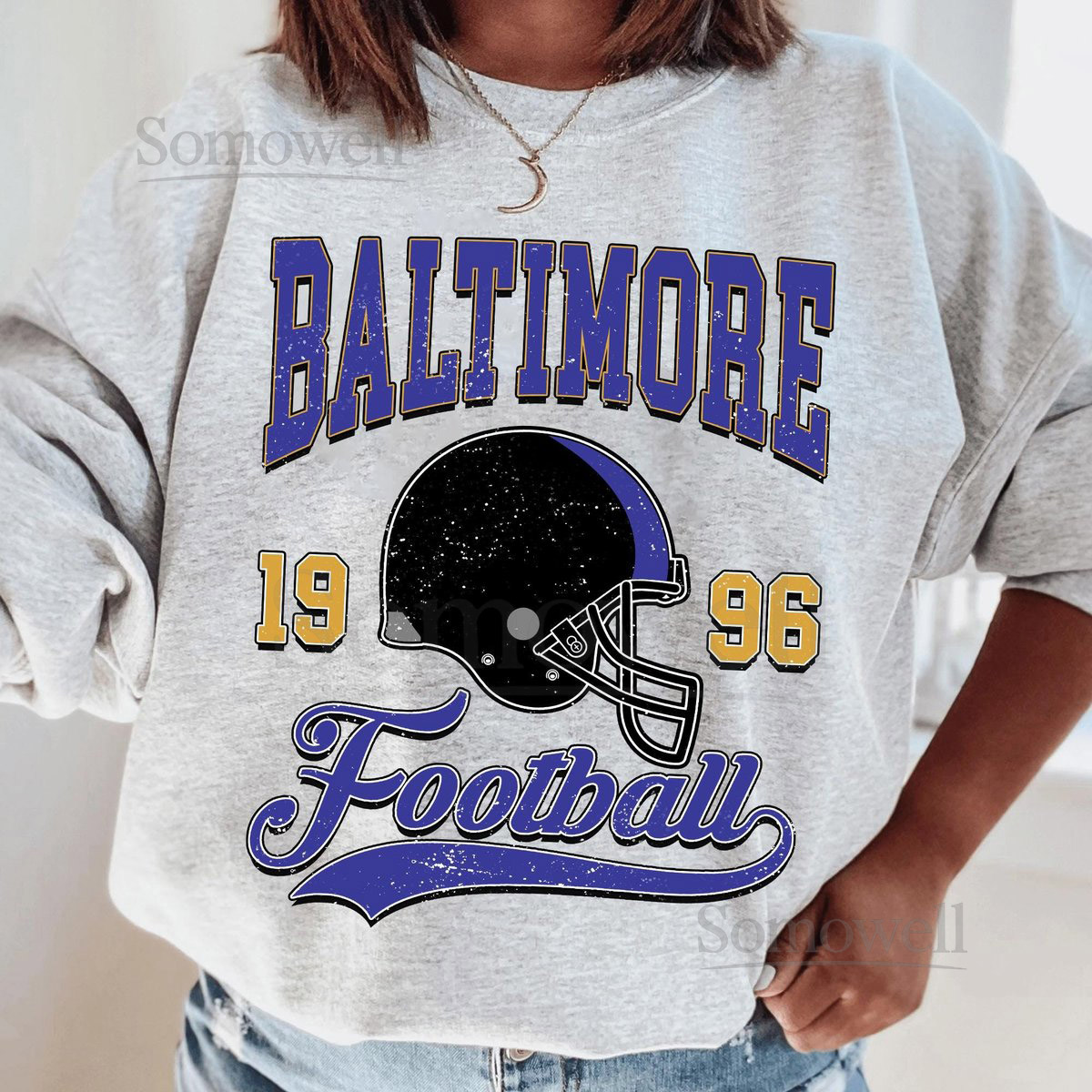 Baltimore Football Vintage Sweatshirt T-Shirt Oversized Football Shirt_74