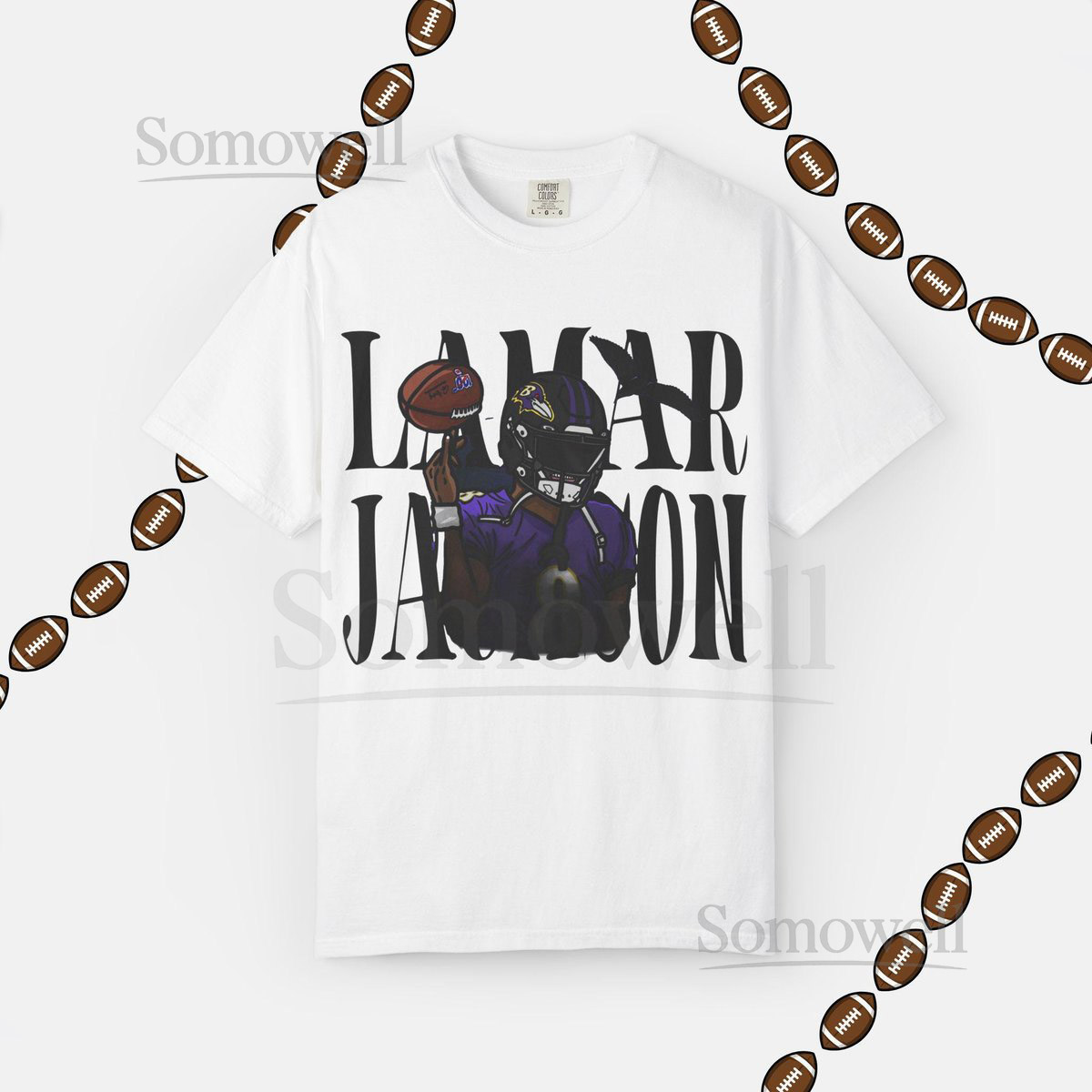 Lamar Jackson Vintage T-Shirt Baltimore Ravens 90s Bootleg Tee_773