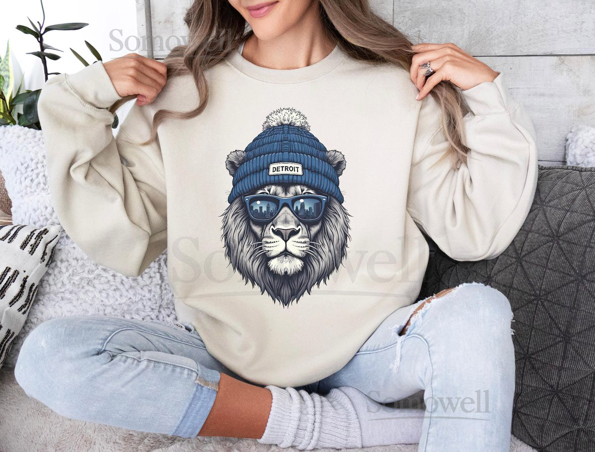 Detroit Pride Football Shirt Skyline Lion T-Shirt Motor City Streetwear Sweatshirt and Hoodie_328
