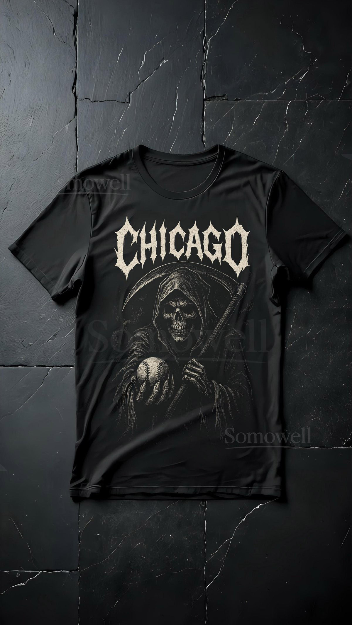 Chicago White Sox Reaper T-Shirt South Side Metal Band Style_237
