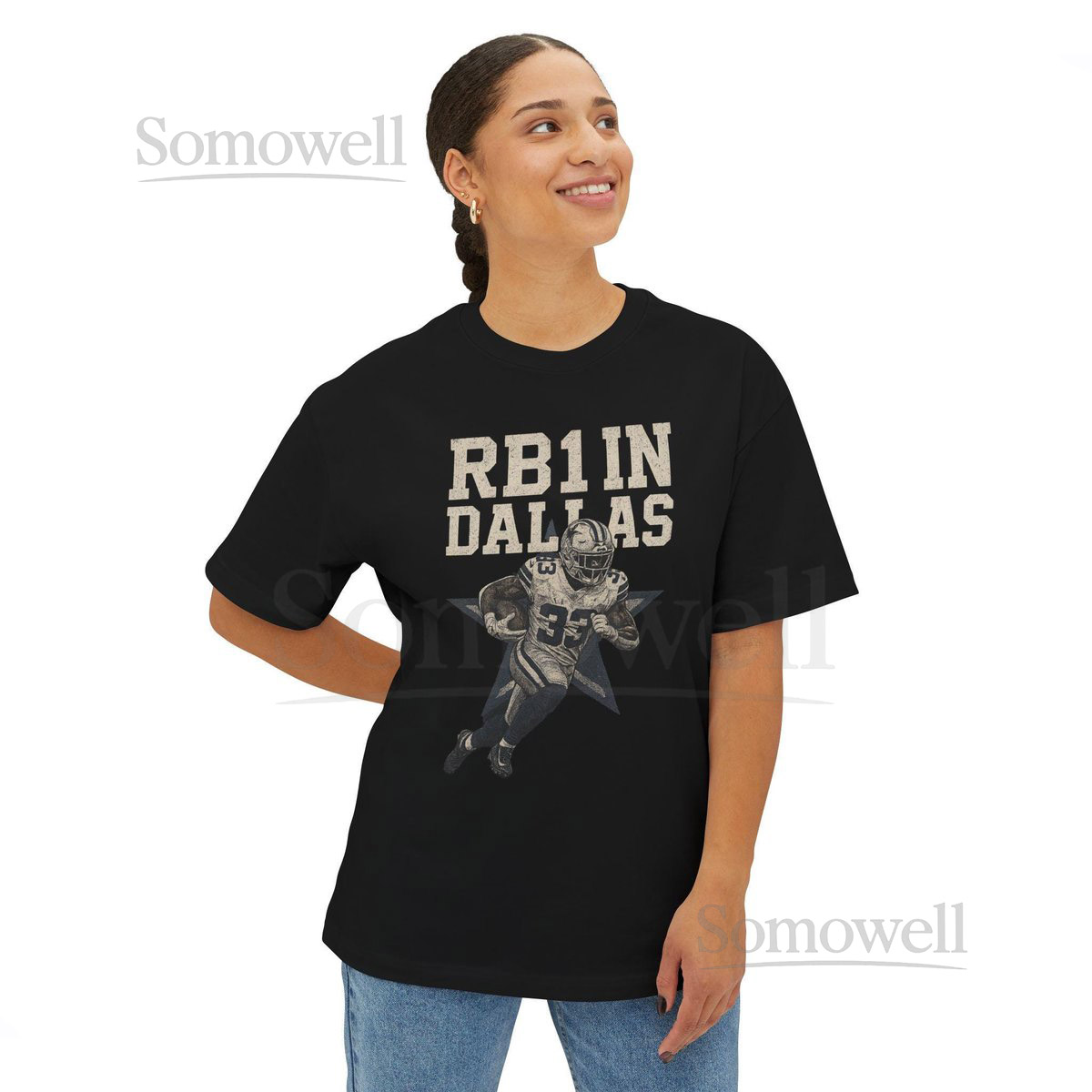 Vintage RB1 Dallas Oversized Tee Javonte Williams Retro Football Shirt_600