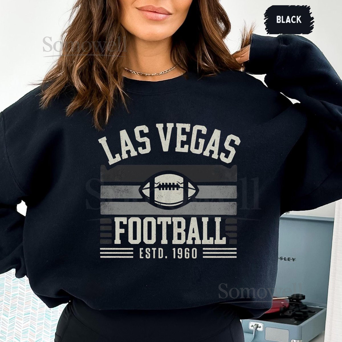 Vintage Las Vegas Football Sweatshirt - Unisex Crewneck Team Fan Apparel Sports Fan Gift Game Day Gear Las Vegas Sweater Football Lover_136