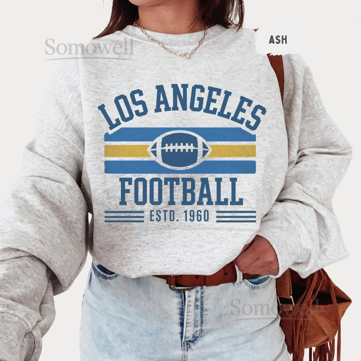 Vintage Los Angeles Football Sweatshirt - Unisex Crewneck Team Fan Apparel Sports Fan Gift Game Day Gear Los Angeles Sweater Football T_139