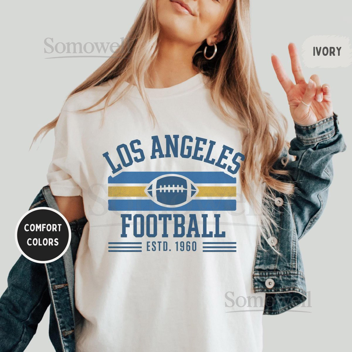 Vintage Los Angeles Football Comfort Colors T-shirt Retro Football Tee Los Angeles shirt. Fan Gift Unisex Graphic Distressed Football tee_814