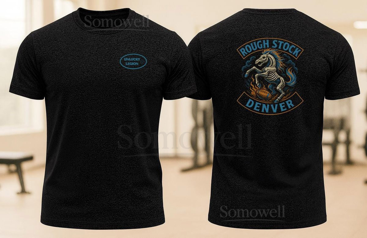 Denver Broncos Retro Biker T-Shirt Vintage Motorcycle Graphic Made in USA_311