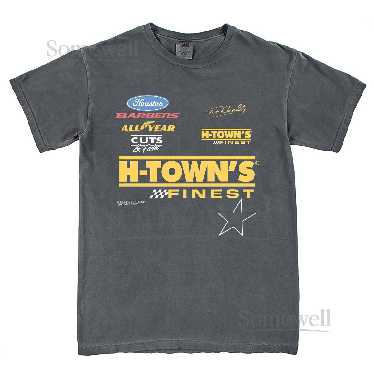 Vintage Style Barbering T-Shirt - Houston Texas Retro D_1024