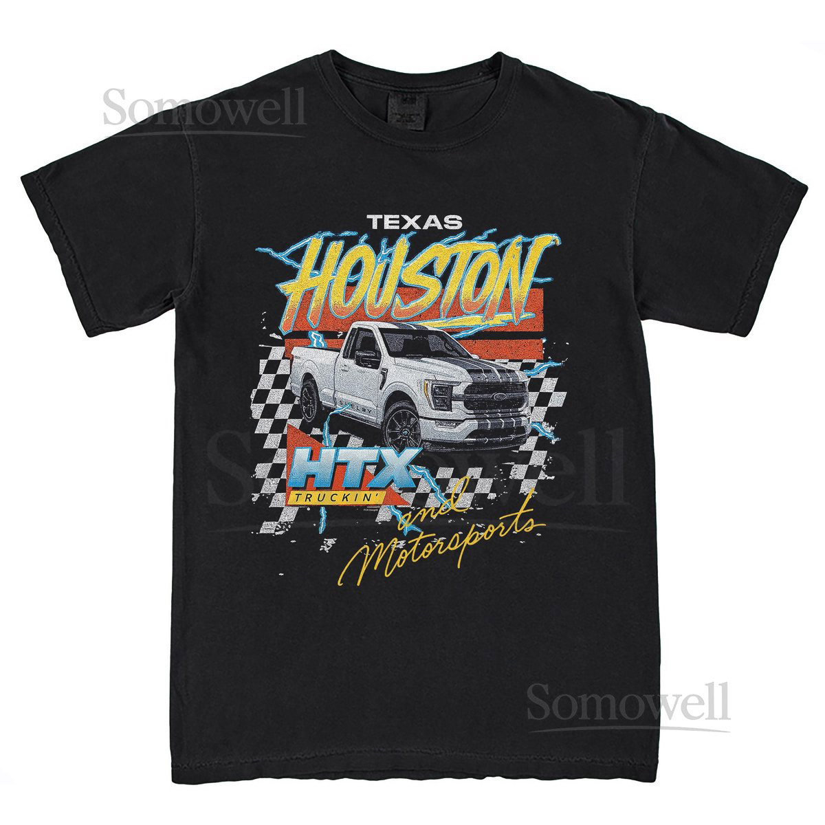 Houston Truckin' Vintage Style T-Shirt Texas Trucks Motorsports Western_381