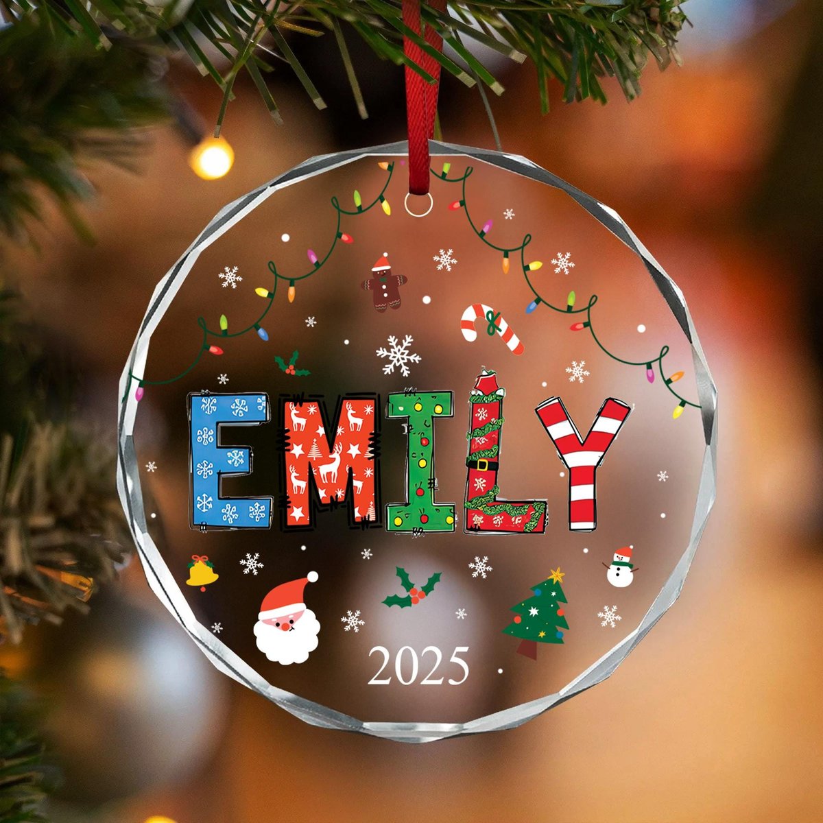 Custom Name Christmas Ornament Personalized Letter Name OrnamentChristmas Family KeepsakeCustom Coquette Kids OrnamentOrnament With Name